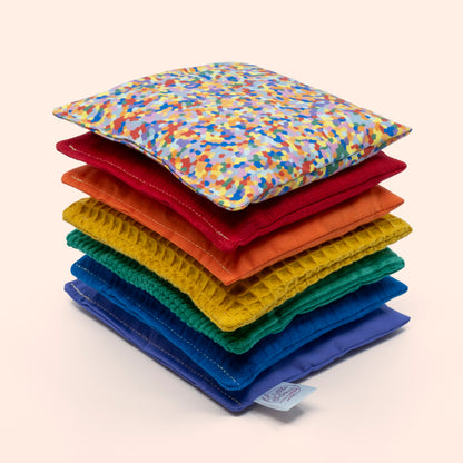 Regenboog Stapelstein pittenzakjes met super confetti