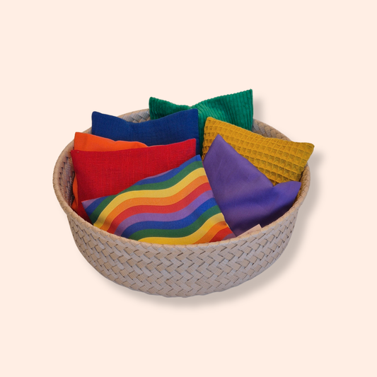 Storage basket with bamboo lid - Bisque - large