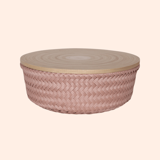 Opbergmandje met bamboe deksel - Copper Blush - large