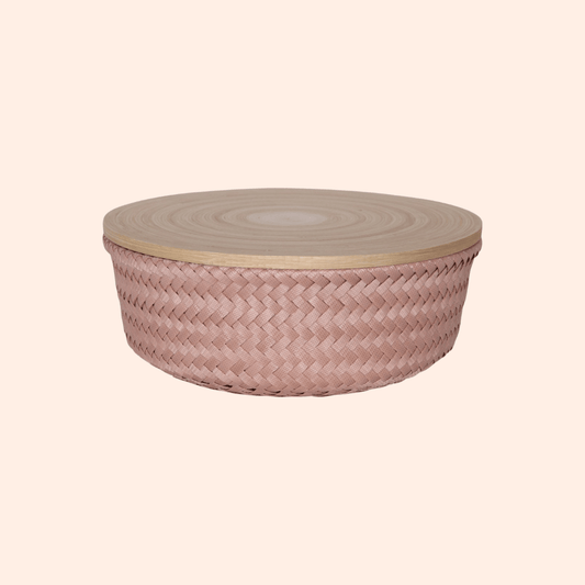 Opbergmandje met bamboe deksel - Copper Blush - medium