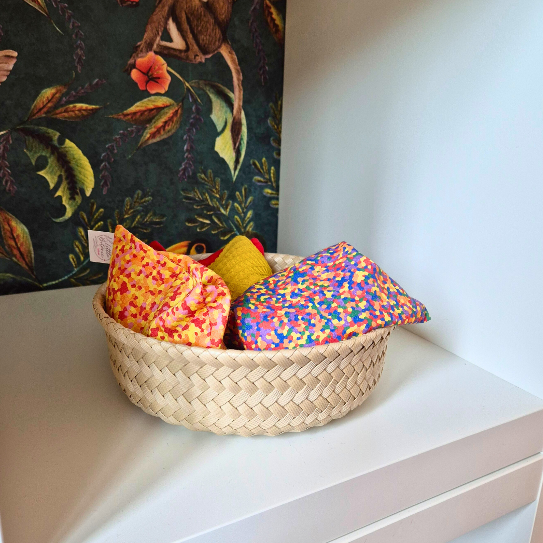 Storage basket with bamboo lid - Bisque - medium