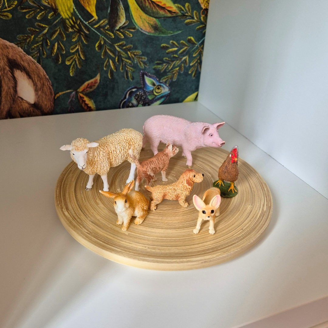 Opbergmandje met bamboe deksel - Bisque - large