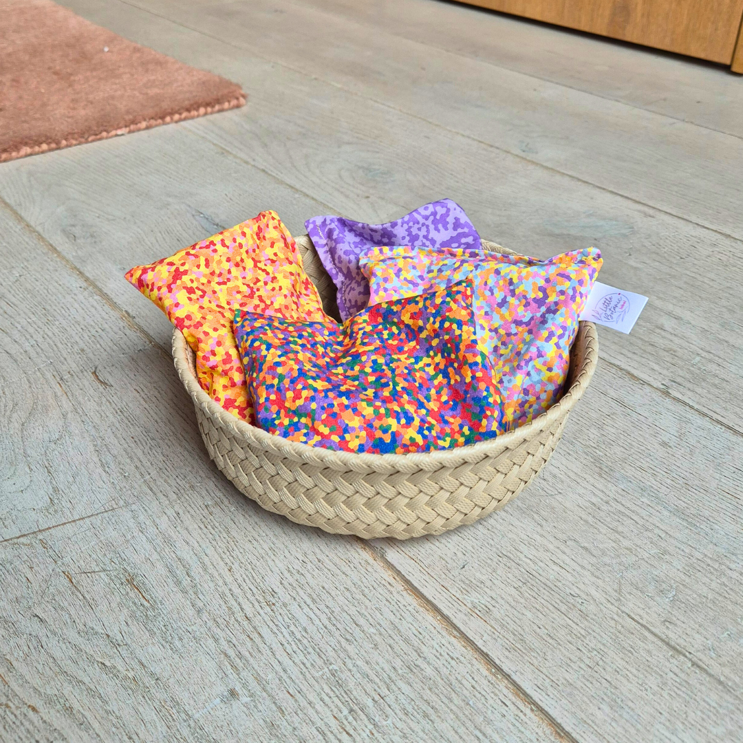 Storage basket with bamboo lid - Bisque - medium